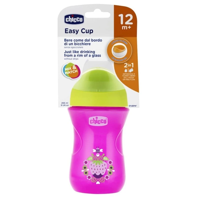 Поильник Chicco EasyCup Girl, розовый/зеленый, 266 мл