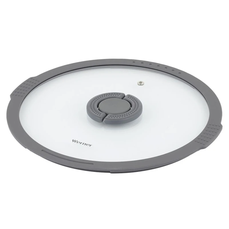 Крышка Werner Imola 51094, стекло/силикон, серый/прозрачный, 28 см