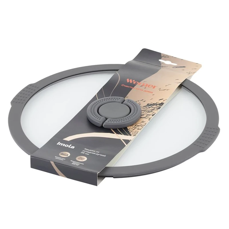 Крышка Werner Imola 51094, стекло/силикон, серый/прозрачный, 28 см