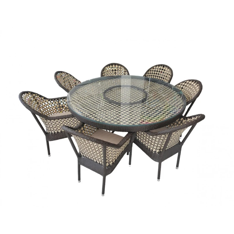 Комплект садовой мебели P0142/P0141, на 7 человек, 160x90 см, коричневый