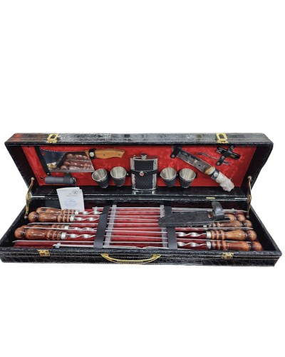 Barbekyu üçün dəst Kizlyar AllB002 paslanmayan polad/taxta, 19 əd
