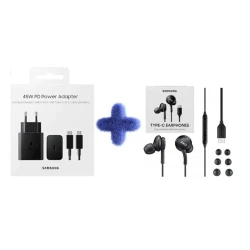 Проводные наушники Samsung 45W travel charger Travel Pack with USB-C Kabel & Samsung AKG EO-IC100 USB Type-C Headphones-AKG Sound, Black Color
