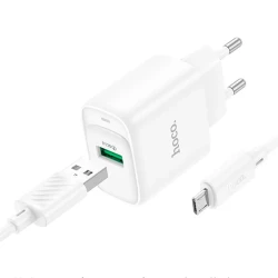 Сетевое зарядное устройство Hoco C140A QC3.0 18W + MicroUSB Cable White