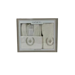 Hamam dəsti Anemon SHA-00002601 xələt + hamam dəsmalı 70x140 sm + əl dəsmalı 50x90 sm, bej