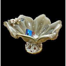 Meyvə kasası Murano 37х22 sm, şüşə, bej/qızılı