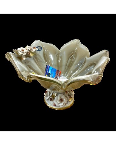 Meyvə kasası Murano 37х22 sm, şüşə, bej/qızılı