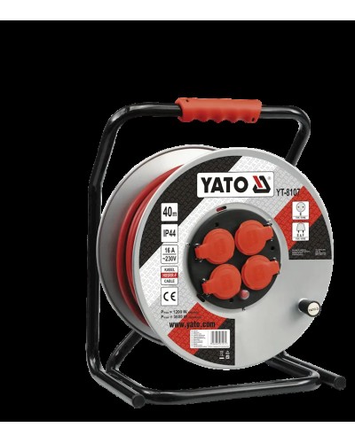 Uzadıcı Yato YT-8107, 40 m, 4-rozetkalı, qırmızı/boz