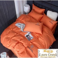 Yataq dəsti MiraNova LQ-028, yorğan üzü 200×230 sm, mələfə 245×250 sm, yastıq üzü 50×70 sm, avro, satin, narıncı