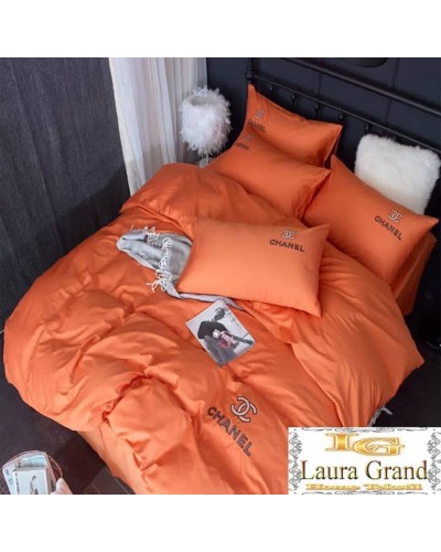Yataq dəsti MiraNova LQ-028, yorğan üzü 200×230 sm, mələfə 245×250 sm, yastıq üzü 50×70 sm, avro, satin, narıncı