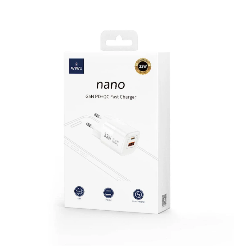 Сетевое зарядное устройство Wiwu Wi-U008 GaN Tech PD 33W (6976195090956) Сетевое зарядное устройство Wiwu Wi-U008 GaN Tech PD 33W (6976195090956)