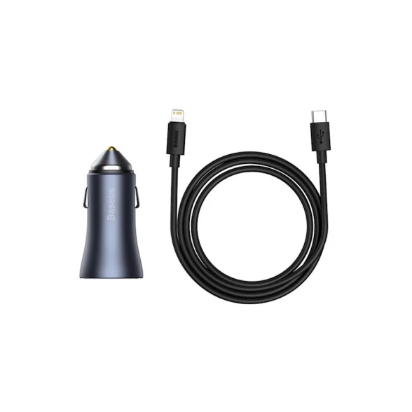 Автомобильное зарядное устройство Baseus Golden Contactor Pro Dual USB-C to Lightning Black Автомобильное зарядное устройство Baseus Golden Contactor Pro Dual USB-C to Lightning Black