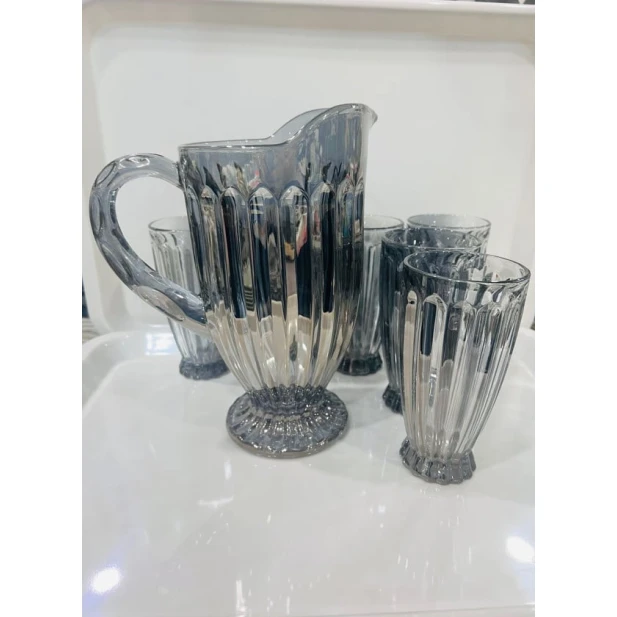 Питьевой набор 6921-709 графин + 6 стаканов, 1.8 л, серый