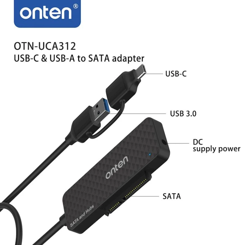 USB хаб Onten UCA312 USB-C & USB 3.0 to SATA adapter with USB 3.0 USB хаб Onten UCA312 USB-C & USB 3.0 to SATA adapter with USB 3.0