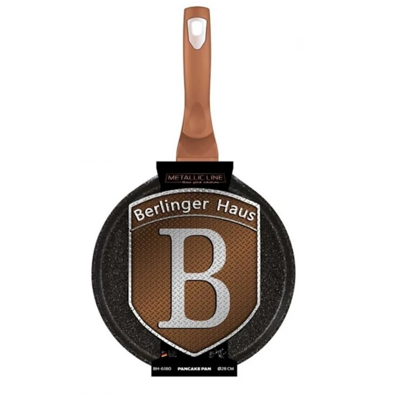 Сковородка для блинов Berlinger Haus Metallic Rose Gold Collection BH 6180, цвет золотистый/черный, 28 см Сковородка для блинов Berlinger Haus Metallic Rose Gold Collection BH 6180, цвет золотистый/черный, 28 см