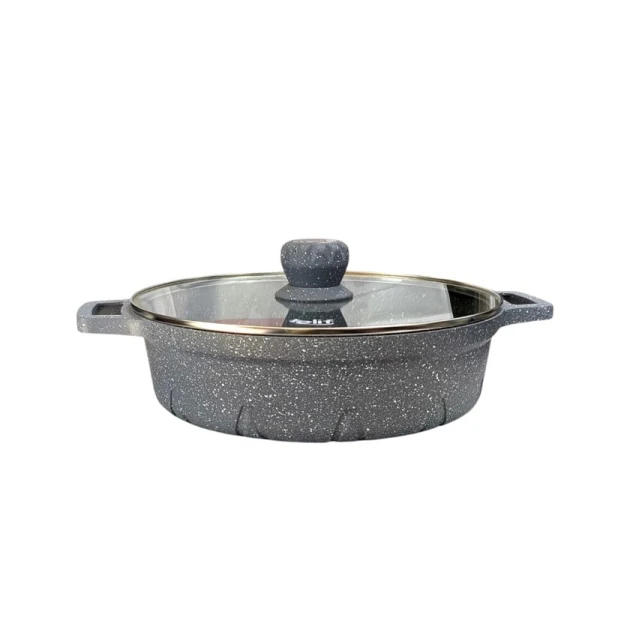 Кастрюля Elif ELD, 32 см, алюминий, литой гранит, с стеклянной крышкой, серый - Elif_8873329 Кастрюля Elif ELD, 32 см, алюминий, литой гранит, с стеклянной крышкой, серый - Elif_8873329