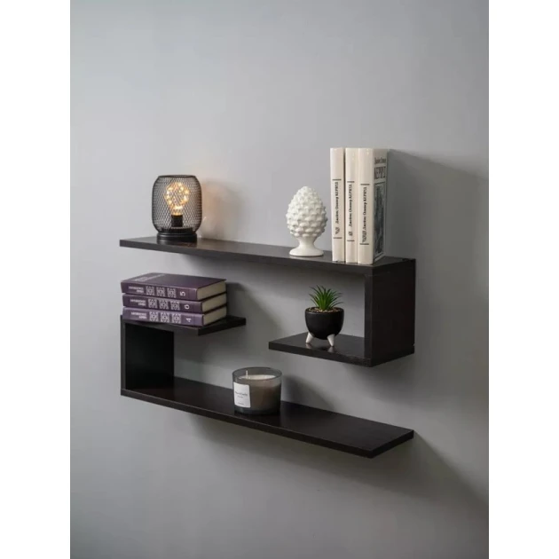 Настенная полка Art Mebel 156, ламинат, 40х70х16 см, коричневая Настенная полка Art Mebel 156, ламинат, 40х70х16 см, коричневая