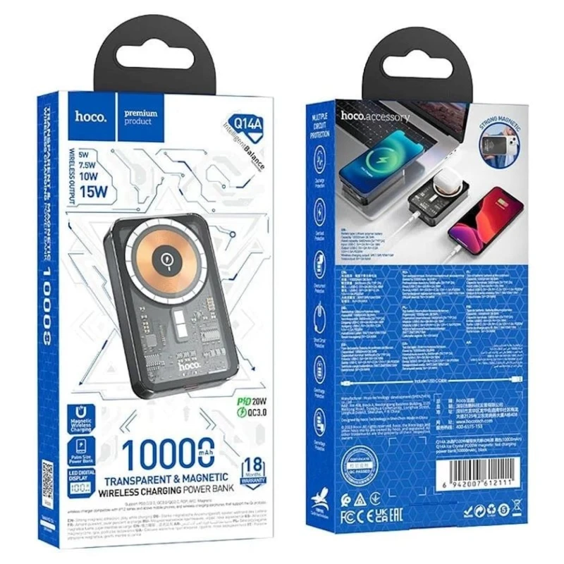 Внешний аккумулятор Hoco Q14A Ice Crystal 10000 mAh Black Внешний аккумулятор Hoco Q14A Ice Crystal 10000 mAh Black