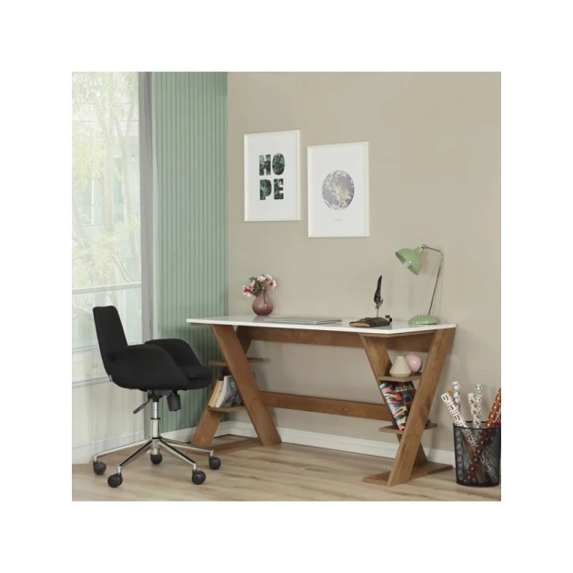 Kompüter masası Art_Komp_Masası 22, ağ/qəhvəyi, 140x60x75 sm