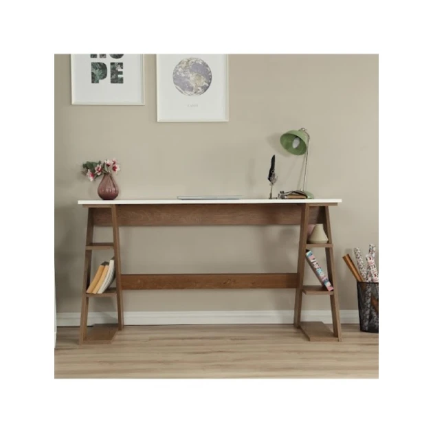 Kompüter masası Art_Komp_Masası 22, ağ/qəhvəyi, 140x60x75 sm