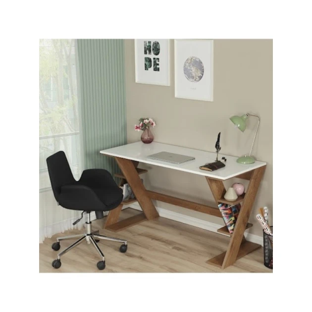 Kompüter masası Art_Komp_Masası 22, ağ/qəhvəyi, 140x60x75 sm