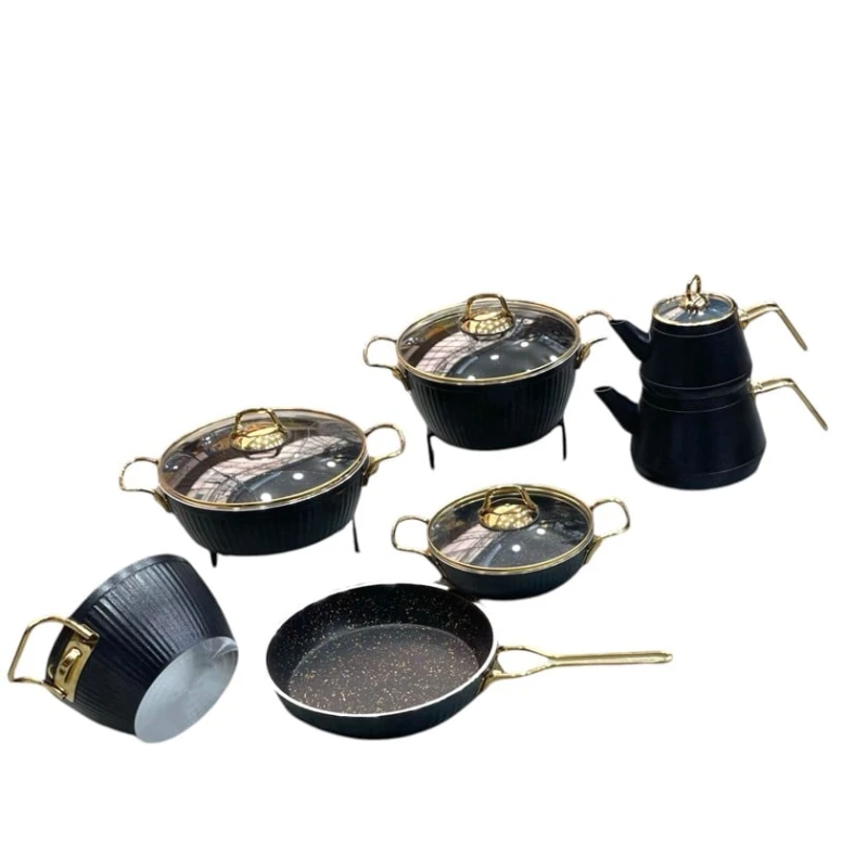 Qazan dəsti Lines SHA-00006584, qranit, qara, 20/24/26 sm, 11 əd Qazan dəsti Lines SHA-00006584, qranit, qara, 20/24/26 sm, 11 əd