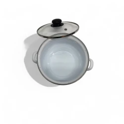 Minalanmış qazan, 18 sm, ağ