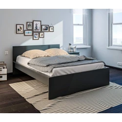 Двуспальная кровать Art_ikili_yataq 60, ламинат, серая, 200x200x120 см