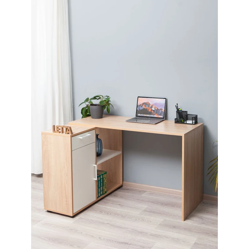 Компьютерный стол Letta 3563, 73.5x50x113 см, коричневый/белый Компьютерный стол Letta 3563, 73.5x50x113 см, коричневый/белый