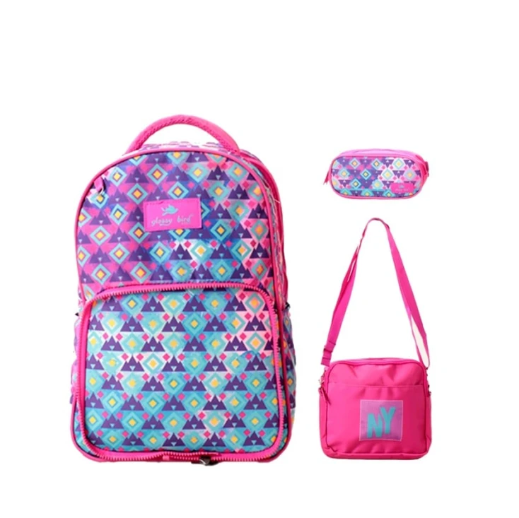 Набор Glossy Bird GB2595-NY: рюкзак, мини-сумка и пенал, розовый, 40x28 см Набор Glossy Bird GB2595-NY: рюкзак, мини-сумка и пенал, розовый, 40x28 см