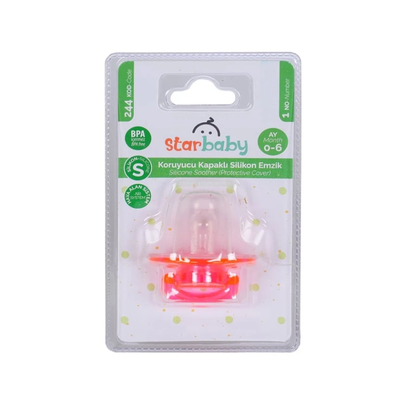 Соска-пустышка Star Baby с круглым колпачком, 0-6 месяцев, товар в ассортименте