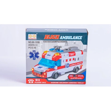 Конструктор 89-155B Block Ambulance, 48 шт, 3-5 лет