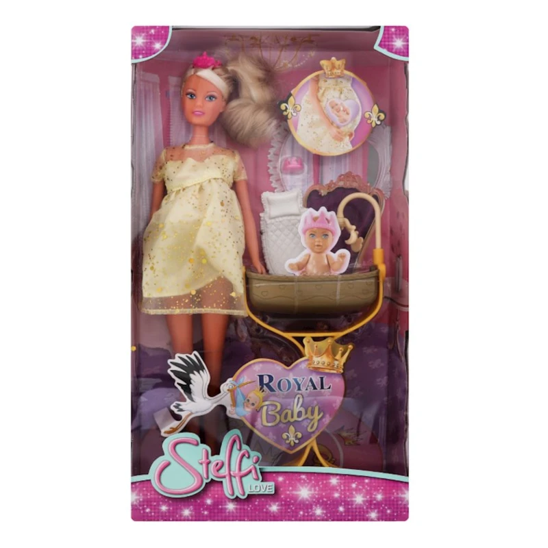 Игровой набор Steffi Royal Baby, Кукла беременная, с колыбелью, пластик