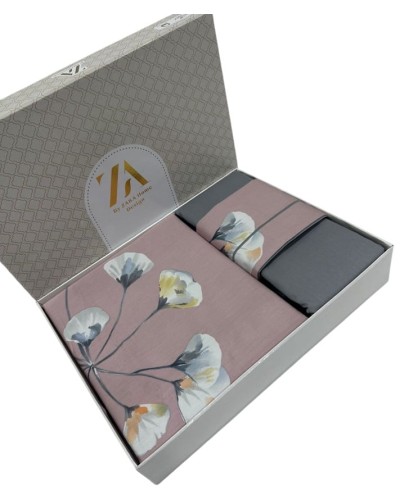 Yataq dəsti Zara Home, lüks-satin, boz/bənövşəyi, ikinəfərlik, yorğan üzü 200x230 sm, mələfə 240x260, 2 əd yastıq üzü 50х70 sm