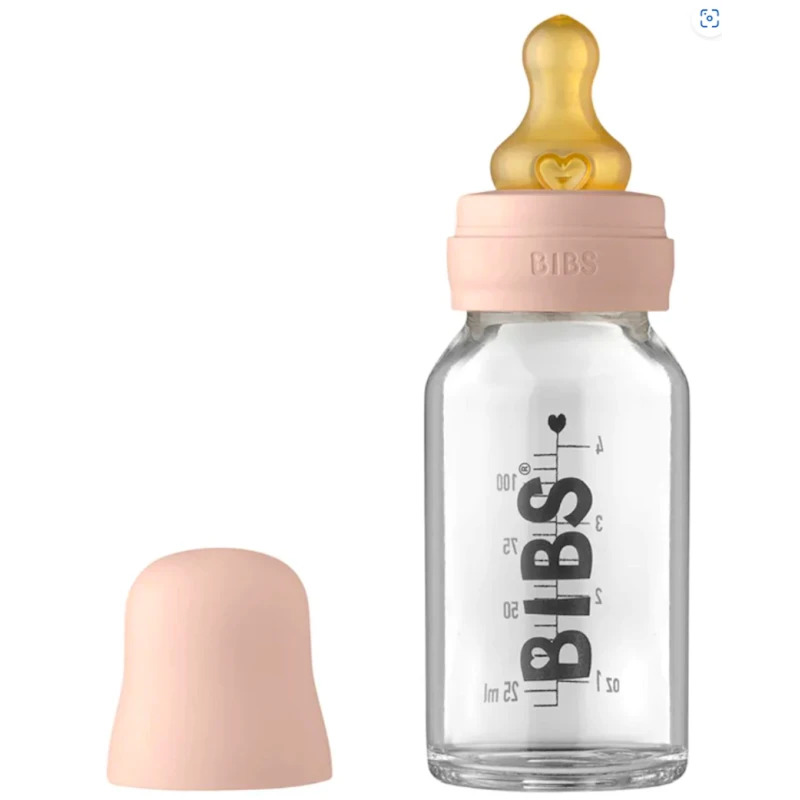 Бутылочка для кормления BIBS Baby Bottle Complete Set 0+ месяцев, 110 мл, стекло/латекс, розовая