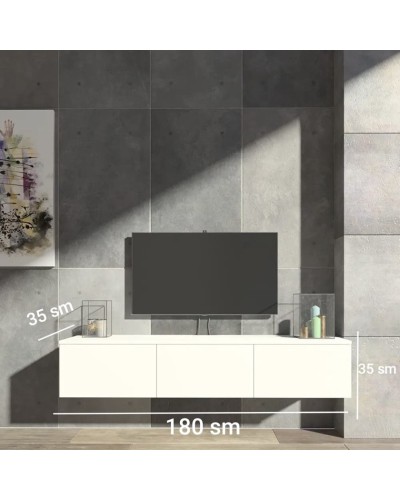 TV üçün tumba ev_12116159, laminat, ağ, 180x35x35 sm