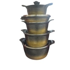 Qazan dəsti, qranit, qızılı/qara, 10 parça, 20/24/28/32 sm qazan, 28 sm tava