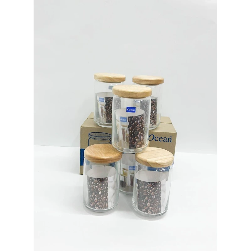 Емкость для хранения Ocean, прозрачная, стекло/дерево, 750 мл, 1 шт Емкость для хранения Ocean, прозрачная, стекло/дерево, 750 мл, 1 шт