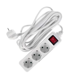 Сетевой фильтр AY-KA 3-розеточный, 2 м, Белый