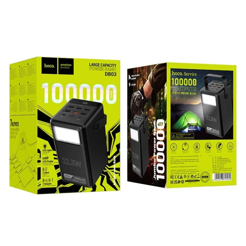 Внешний аккумулятор Hoco DB03 Endure 100000 mAh Black Внешний аккумулятор Hoco DB03 Endure 100000 mAh Black