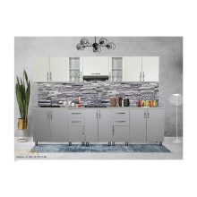 Mətbəx dəsti Elena, 300x220x60 sm, laminat, ağ-boz