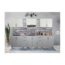 Mətbəx dəsti Elena, 300x220x60 sm, laminat, ağ-boz