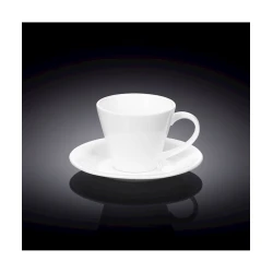 Чайный сервиз Wilmaxт 180 мл, 2 шт, фарфор, белый