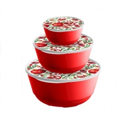 Набор мисок Plast Team Bergamo, пластик, красный, 3 шт