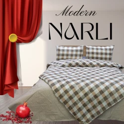 Комплект постельного белья Narlı 001002, пододеяльник 200x220 см, простыня 220x240 см, 2 наволочки 50x70 см, двуспальный, разноцветный