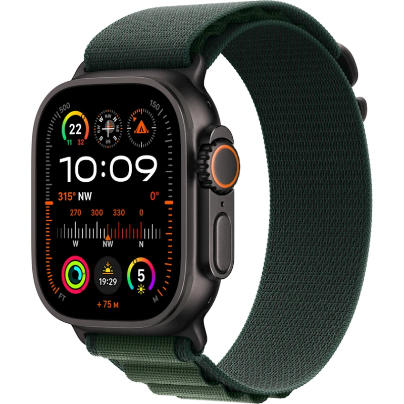 Умные часы Apple Watch Ultra 2 GPS + Cellular 49mm Black Titanium Case with Dark Green Alpine Loop - Medium (Официальная гарантия)