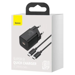 Сетевое зарядное устройство Baseus Super Si Quick Charger Type-C to Type-C 25W 1M TZCCSUP-L01 Black Сетевое зарядное устройство Baseus Super Si Quick Charger Type-C to Type-C 25W 1M TZCCSUP-L01 Black
