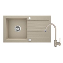 Qarışdırıcı ilə mətbəx çanağı Deante Zorba ZQZ V7113, 44x76 sm, qranit, qəhvəyi