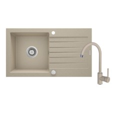 Qarışdırıcı ilə mətbəx çanağı Deante Zorba ZQZ V7113, 44x76 sm, qranit, qəhvəyi