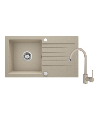 Qarışdırıcı ilə mətbəx çanağı Deante Zorba ZQZ V7113, 44x76 sm, qranit, qəhvəyi