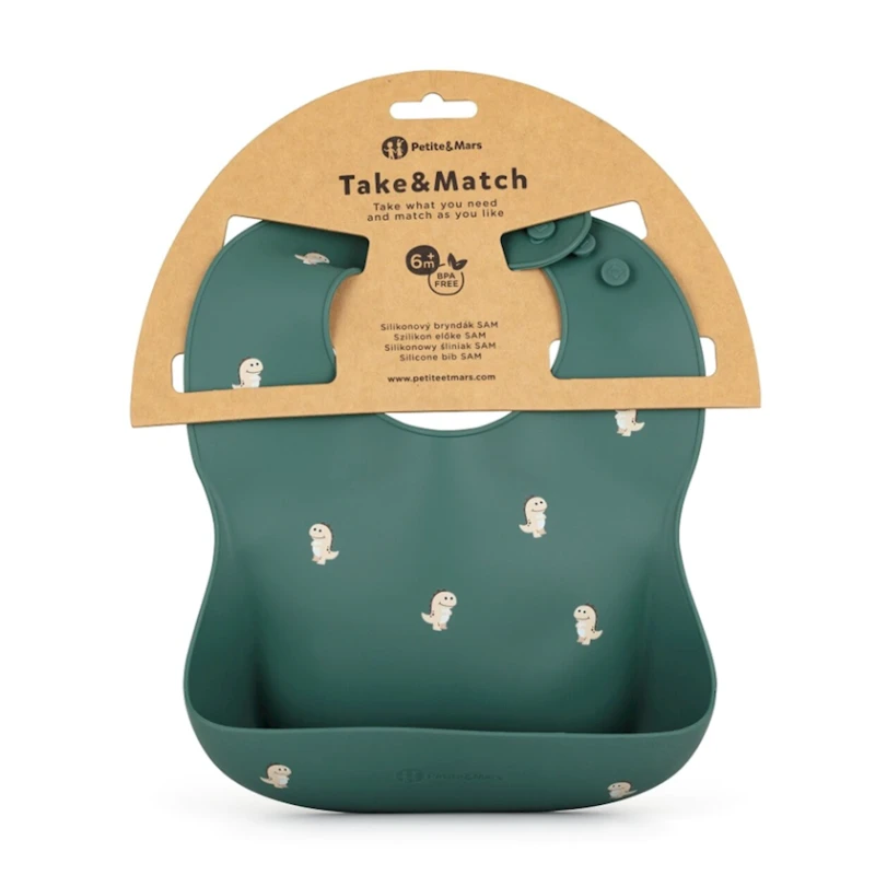 Нагрудник Petite&Mars 706717, 6+ мес, силикон, зеленый Нагрудник Petite&Mars 706717, 6+ мес, силикон, зеленый